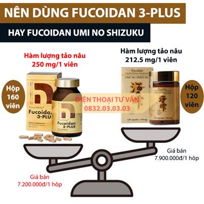 Nên mua viên uống Fucoidan 3-Plus Nhật Bản hay viên uống Fucoidan Umi No Shizuku Nhật Bản?